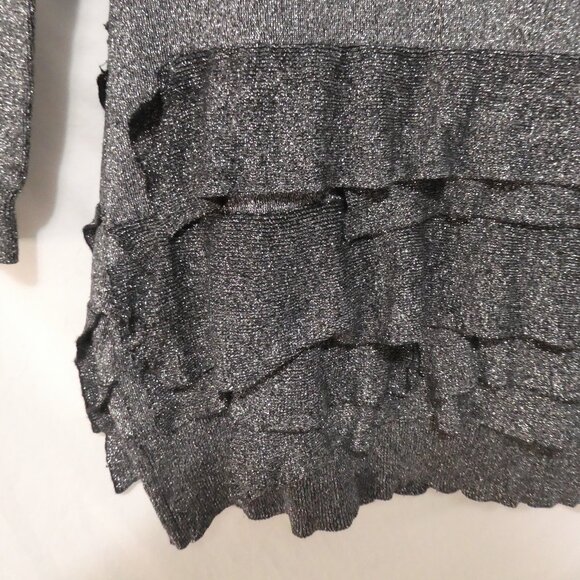 Source Unknown | medium | Shimmering Ruffle Hem Knee Length Long Sleeve Dress - Picture 15 of 16